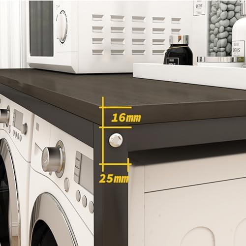Meuble pour machine à laver et sèche-linge double marron de buanderie - 4