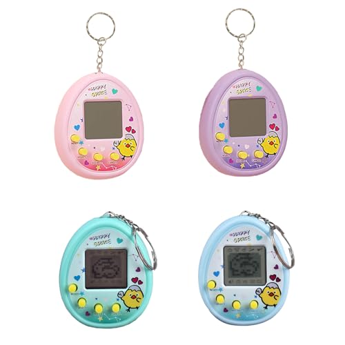 4 Pieces Virtual Electronic Digital Pets Keychains Nostalgic 168 Giga Pets in One Virtual Cyber Digital Nostalgic Handheld Electronic Toys for Kids...
