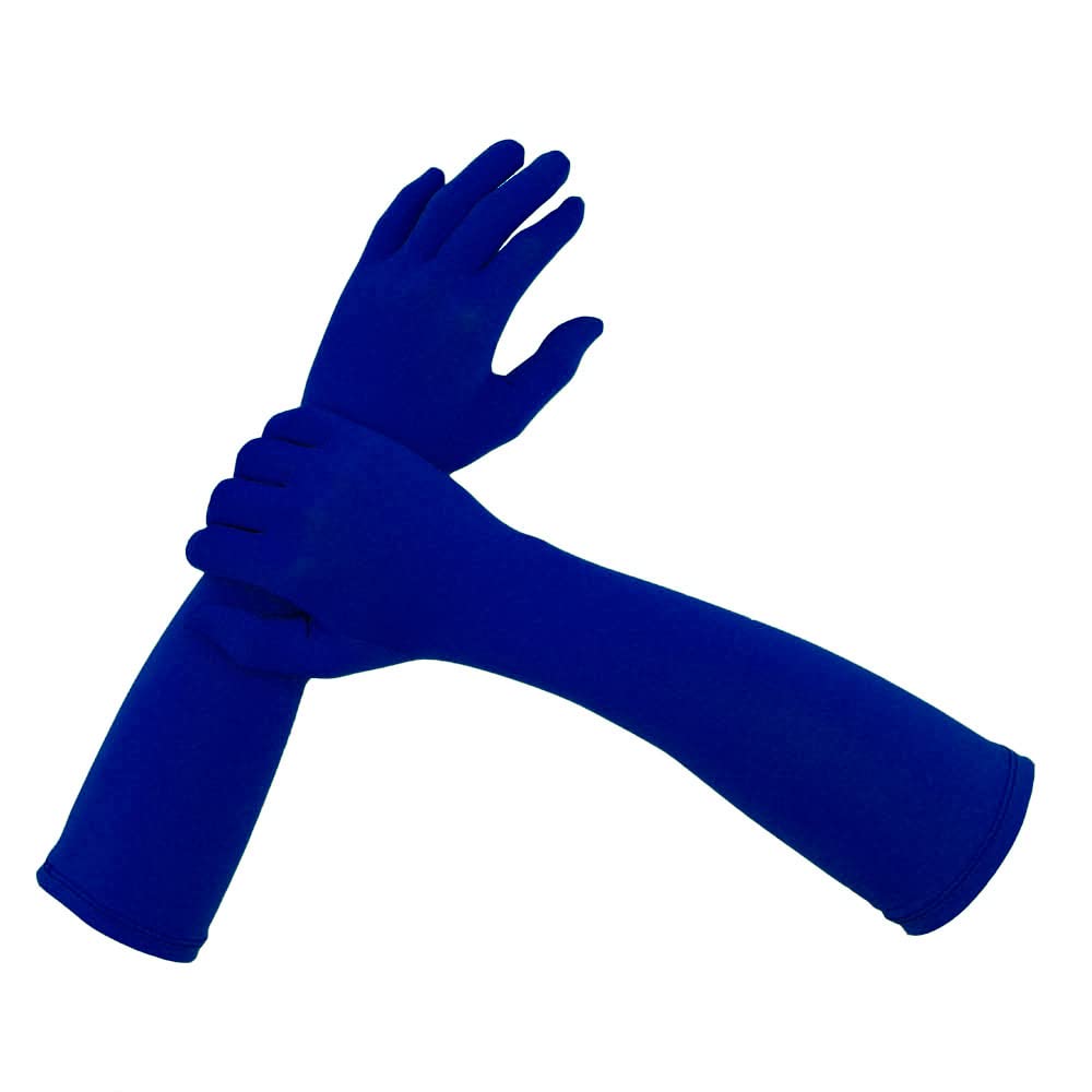 Aniler Unisex Costume 15'' Halloween Elbow Length 20s Stretchy Cosplay Solid Color Gloves, Navy Blue, One Size