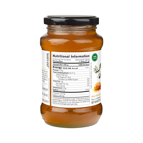Image of INDIGENOUS HONEY Raw Khair Honey Pure Unfiltered 17.64 oz Glass Jar | Real Natural Unprocessed Unpasteurized Unheated Honey Pack of 1