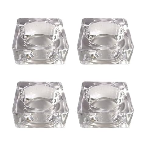 Set of 4 Clear Glass Tealight Holders Cover
