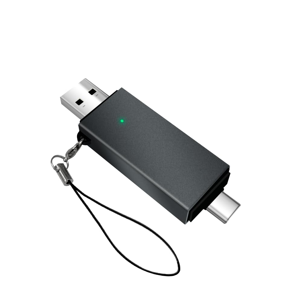 TEC Lector de tarjetas 2 en 1 USB-C/USB 3.2 MicroSD y adaptador de lector de tarjetas SD con doble salida USB. Compatible con iPhone 15 Pro Max, MacBook Pro/Air, Chromebook, Galaxy y más. Ideal para