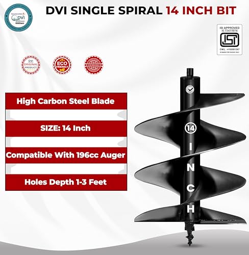 Image of DVI Universal 14 Inch Earth Auger Drill Bit /Planter | Fit In 4 Stroke 196CC Earth Auger | Made With High Metal & ISI Approved Pipe For Durablity | For Digging Holes, Plantation. (14 inch INCH BIT)