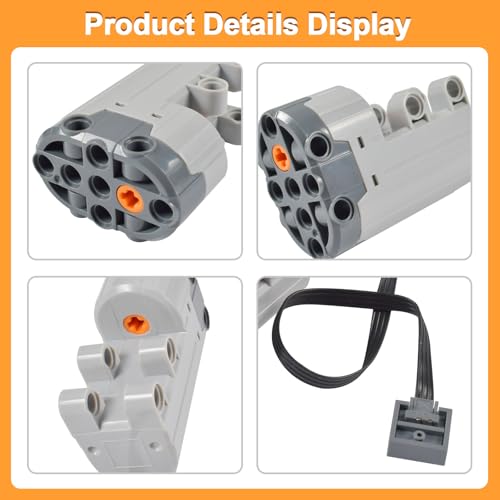 AUEJACKY Power Functions Set, 8-Teiliges Elektrisch Spielzeug Motor, Power Funktion Zubehör mit Motor, Fernbedienung, Batteriebox, Servomotor, Extension Wire mit Vielen Modellen
