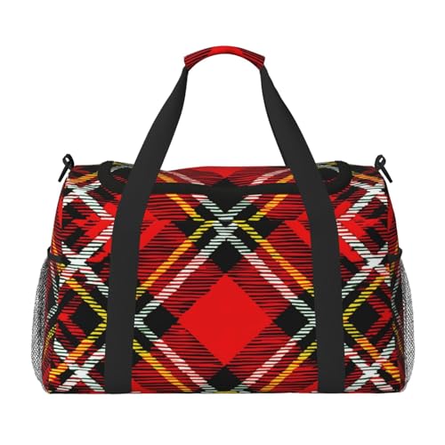 Sac de week-end à carreaux au design soigné et finitions robustes pour voyageuse
