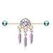 Inspiration Dezigns Industrial Barbell Golden Vibrant Dreamcatcher Dangle Feathers