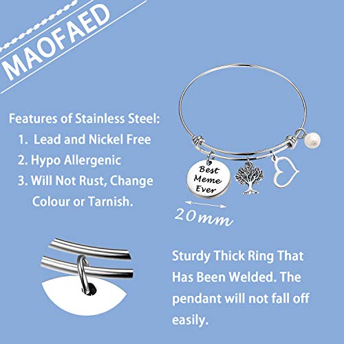 MAOFAED Meme Gift Bracelet Gift for Meme Best Meme Ever Grandma Expandable Wire Bangle Bracelet Grandma Gift2