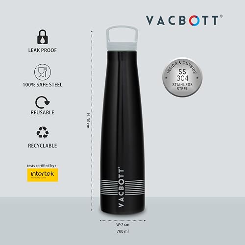 Image of Clay Craft Vacbott Sleeko Lines Double Walled|18 Hours Hot and 24 Hours Cold Vacuum Insulated Flask 650ml, 1 Pcs, Steel Water Bottle for Office|Travelling|BPA-Free|BIS Certified|1Year Limited Warranty