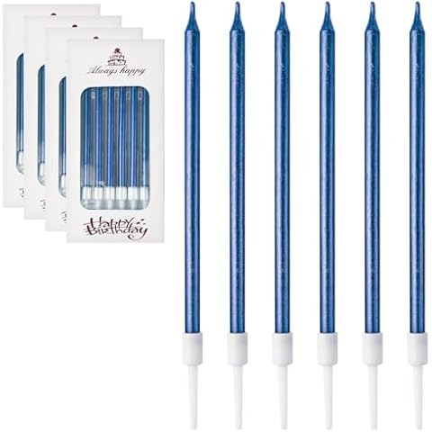 DONQL Long Birthday Candles with Holders Cover