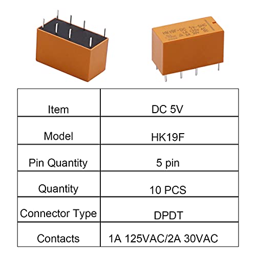 smseace 10Peça Dc 8 Pinos Relé Bobina Dpdt Mini Power Pcb Relé De Plástico Ajustar Automaticamente P