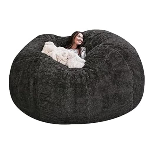 5FT Giant Fur Bean Bag Chair for Adult Living Room Furniture Big Round Soft Fluffy Faux Fur BeanBag Lazy Sofa Bed Cover(it was only a Cover, not a Full Bean Bag) Faux Fur BeanBag Lazy Sofa Bed Cover