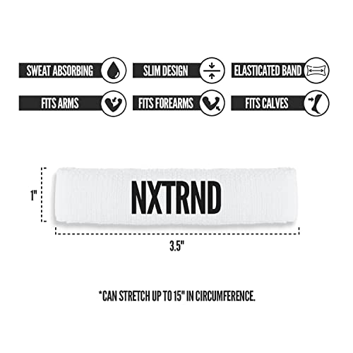 Nxtrnd Bicep Bands For Football, Slim Arm Sweat Bands, Sold As A Pair (White) #TOP1
