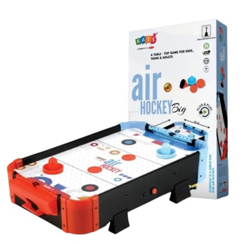 Image of Air Hockey Big Size Table with Electric Motor Fan | Indoor Game for Kids & Adults | Large Air Hockey Table Set with 2 Pushers & 2 Pucks | Family Fun Arcade Toy