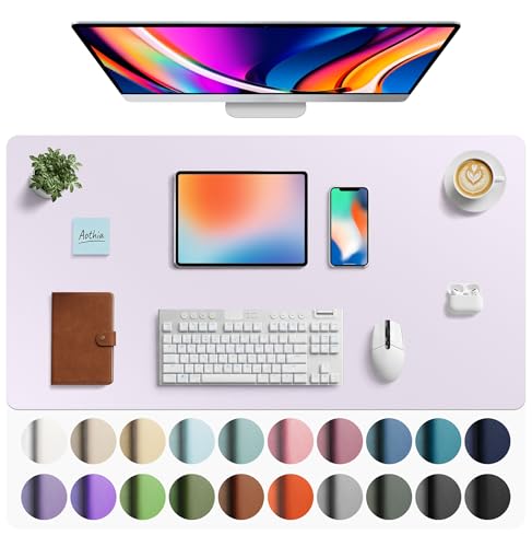 Image of Aothia Faux Leather Desk Mat - Large Mouse Pad, Non-Slip PU Leather Blotter, Waterproof Writing Surface for Office and Home (Soft Lavender, 40 inch x 24 inch)