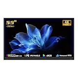 RIXZSIW 55 Inch Outdoor TV, 2000Nit 4K UHD, IP55 Waterproof & Dustproof Smart TV, Dolby Atmos Audio, WebOS 22 System with Voice Control, for Backyard, Poolside, Restaurant & Commercial Display