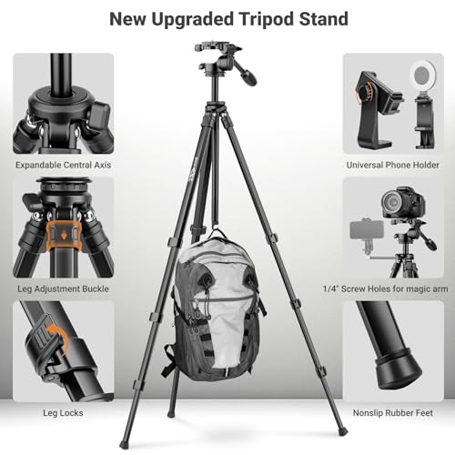 66" Travel Tripod for Camera, Aluminum Compact Tripod - Lowest price - image 7