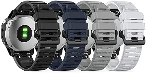 TUSITA QuickFit 20mm 22mm 26mm Silicone Watch Band [4-PACK] Compatible with Garmin Fenix 5 5X 5S Plus, 6 6S 6X Pro Solar, 3 HR Sapphire, Approach S60 S62, Forerunner 935 945, Descent Mk2S Mk2 Mk2i Mk1