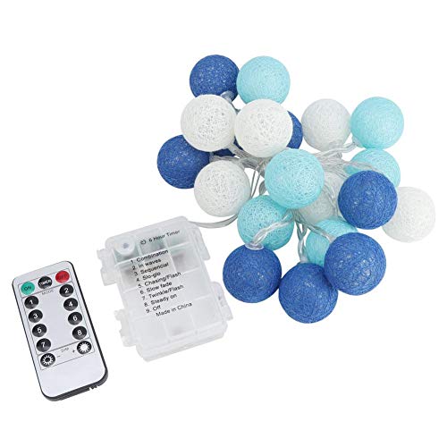 Preisvergleich Produktbild Boquite Lichterkette, LED-Kette, 20 Baumwolldrahtkugeln LED-Lichterketten-Innen-Nachtlampenst... für Weihnachten Courtyard Garden Bedroom(Blau)