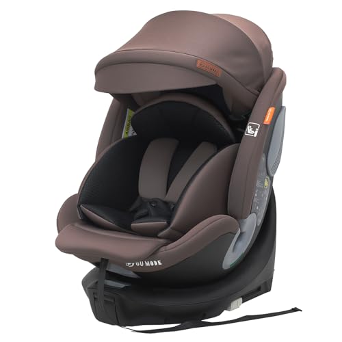 ＧＵ ＭＯＤＥ チャイルドシート ジュニアシート 新生児～12歳頃（身長40-150cm）（0-36kg）360°回転式 ISOFIX対応 R129適合 サポートレッグ付き ロングユース 取付簡単 5年保証 ブラックxブラウン【3Dメッシュ/シェード付き】