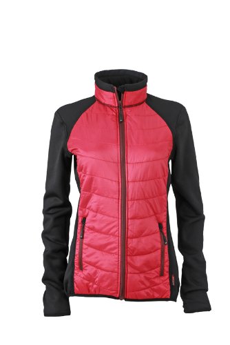 James & Nicholson Jacke Ladies Hybrid Jacket Chaqueta, Mujer, Rojo, 3XL
