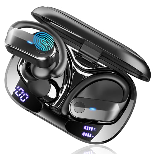 Auriculares Inalambricos Deportivos, 70Hrs 2026 Bajo Auriculares Bluetooth 5.4 con 3D-Estéreo, IP-X8 Impermeable Cascos Inalambricos, 4 Cancelacion Ruido ENC Mic, Pantalla LED Headphones Running Gym