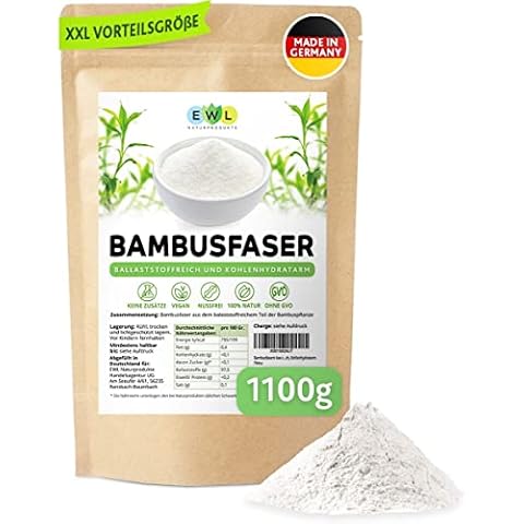 Bambusfasern 1100g XXL Vorteilspack │Herstellung und Produktion in Deutschland│Kontrollierte Qualität│ Bambusfaser Mehl │Fein und schonend Vermahlen 1,1kg Cover