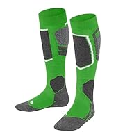 FALKE Unisex Kinder Skisocken SK4 Advanced K Kh Wolle Funktionsmaterial warm dünn 1 Paar, Grün Vivid Green 7231, 35-38