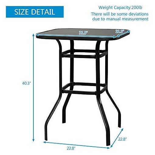 VINGLI Outdoor Bar Table Bistro Table Metal Frame Patio Bar Table