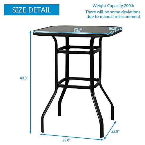 VINGLI Outdoor Bar Table Bistro Table Metal Frame Patio Bar Table
