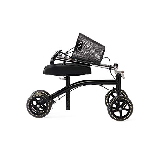 Medline Steerable Knee Walker, Large 8" Wheels, Adjustable Height And Storage Bag, Supports Up To 300 Lbs, Black #TOP5