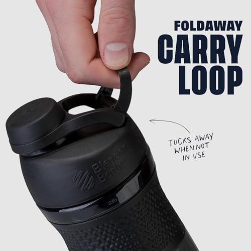 BlenderBottle SportMixer Twist Cap Tritan Grip Shaker Bottle, 20-Ounce, Black