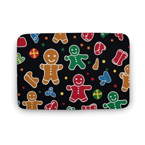 Funny Cute Gingerbread= Coral Velvet Rugs Non-Slip Bathroom Rugs Soft Kitchen Rug Floor Carpet for Home Decor 15.7