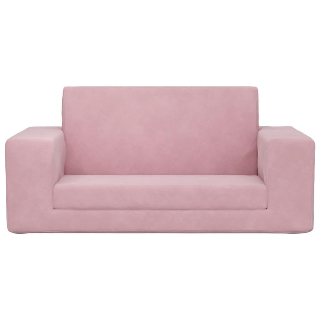 vidaXL Kinder Schlafsofa 2-Sitzer, 2-in-1 Kindersofa mit Schlaffunktion, Kindersessel Sofa Abnehmbarer Bezug, Kindercouch Couch Kindermöbel, Rosa Weicher Plüsch