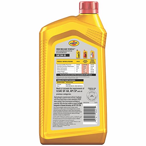 Image of Pennzoil High Mileage Synthetic Blend 5W-30 Motor Oil for Vehicles Over 75K Miles (1-Quart, Single-Pack) (Pack of 2)