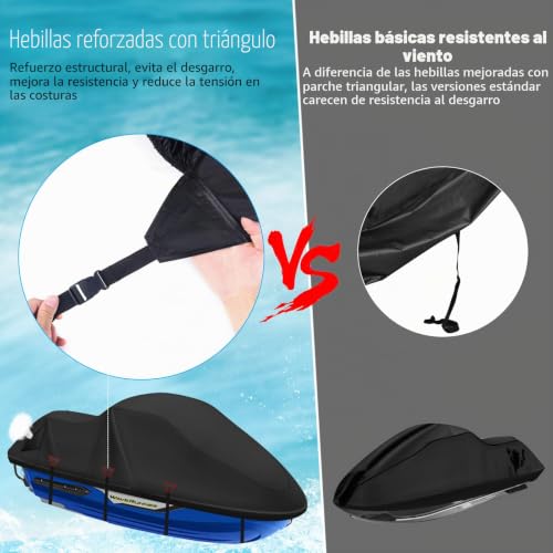 Miniatura 4 de Seadoo - Cubierta Para Moto Acuática, 900d, Resistente Al Agua, Revestimiento De Plata Nano Impermeable, 2 Orificios De Ventilación, 4 Grilletes Reforzados, Resistente Al Polvo, Protección Para