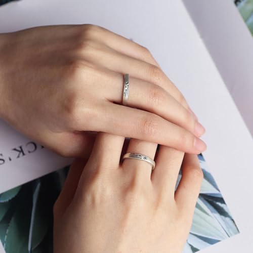 Image of Sun And Moon Rings For Couples Best Friends Cute Dainty Adjustable Matching Moon And Sun Wedding Rings Set For Him And Her Valentines Day Jewelry Gifts