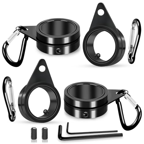 REERON Flag Pole Rings Clips 1 Inch Flag Pole Spinners 360 Anti-Wrap Spinning Flag Pole Swivels Ring 1 Aluminum Alloy Rotating Flag Mounting Rings with Carabiners for 0.75-1.0 Diameter Flagpole