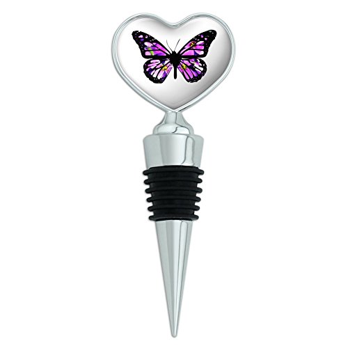 Butterfly with Flowers Heart Love Wine Bottle Stopper