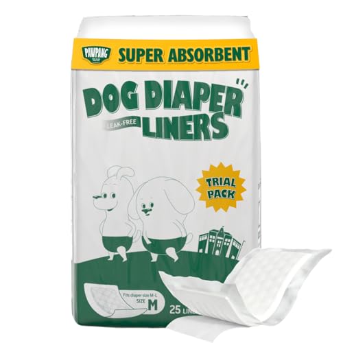 Image of PAWPANG Dog Diaper Liners Trial Pack, Absorbent Inserts, 25ct, Medium | Try Before Full Pack
