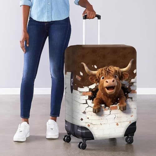 Image of Mumeson Cow Luggage Cover for Suicase Dust Protective Anti Scratch Washable Baggage Cover Zip Closure Easy to Install