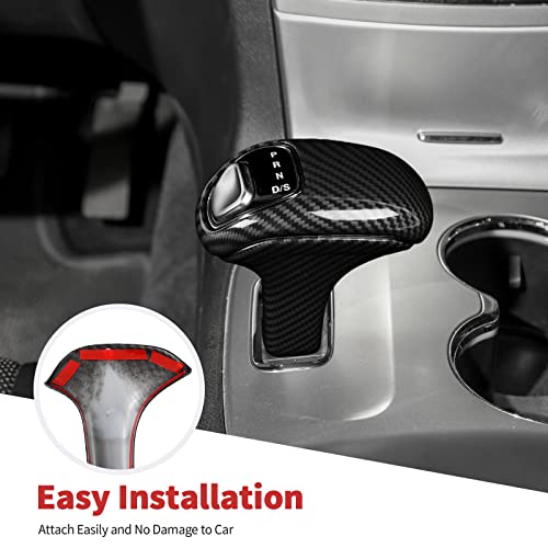 Jimen For 2014-2015 Jeep Grand Cherokee, For 2012-2014 Chrysler 300C, 3Pcs Gear Shift Knob Cover Trim (Carbon Fiber) #TOP5