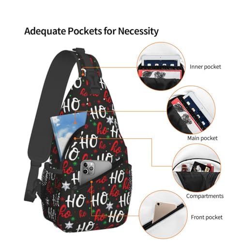Image of Crossbody Bag Christmas Red White Ho Ho Ho Sling Bag Backpack Chest Bags Shoulder Bag for Women Men