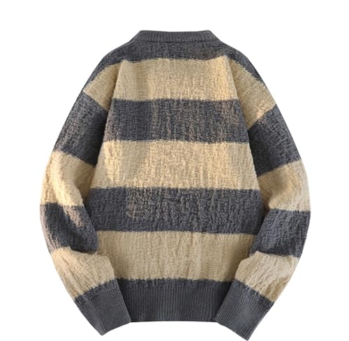 DAIMIDY Men's Long Sleeve Crewneck Color Block Casual Knitted Pullover Sweater2