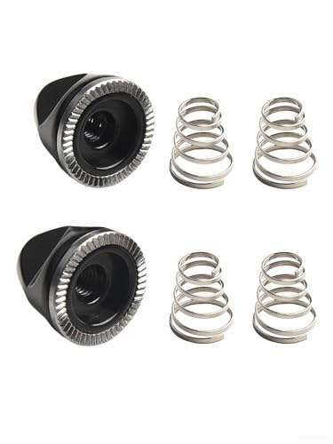 Quick Release for Bike Wheel Skewer Spring Set with 2X Non-Slip M5 Aluminum Nuts and 4X Stainless Steel QR Hub Springs for Axle Bolt Replacement