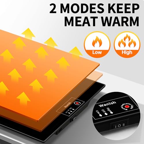 Image of Electric Warming Tray,L 22 inchx14 inch,Tempered Glass Warming Mat for Food,Black | Keep Food Warm,Food Warmers For Parties Buffet Daily Gatherings,Temperature Adjustable,With Thermostat,Full Surface Heating