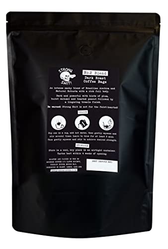 Coffee Roasters Strong Shit! Coffee Bags - Dark Roasted Blend of Arabica and Robusta (50 Coffee Bags)