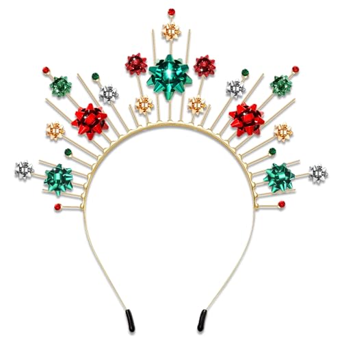 mokkia Christmas Headband for Women Snowflake Headbands Halo Crown Christmas