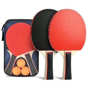 Flintronic Tischtennis Set, Tischtennisschläger, 2 Tischtennisschläger + 3 Tischtennisbälle, Ping Pong Set, Tischtennisschläger Set mit Tragetasche für Anfänger und Fortgeschrittene, Familien und Profis