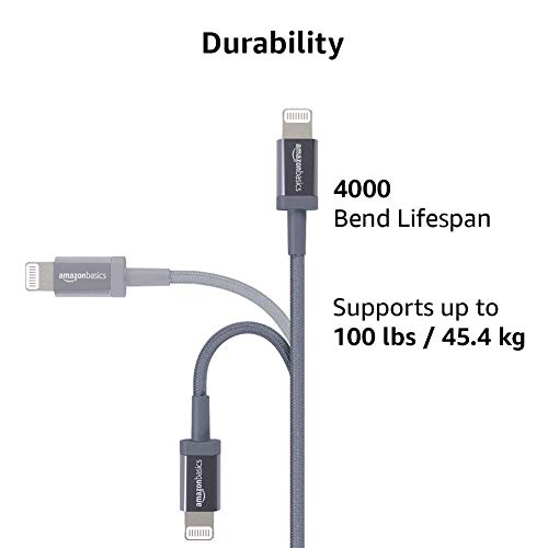 Amazon Basics MFi Certified USB-C to Lightning Cable, Fast Charging with Power Delivery for Apple iPhone 14 Series, 13 12 11 X Xs Pro, Pro Max, Plus, iPad, 6 Foot, Dark Gray view 2