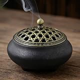 Räucherschale Vintage, Keramik Räuchergefäß mit Metallgitter Einer Abdeckung und Feuerfeste Baumwolle, Chinesisch Porzellan Räucherschale